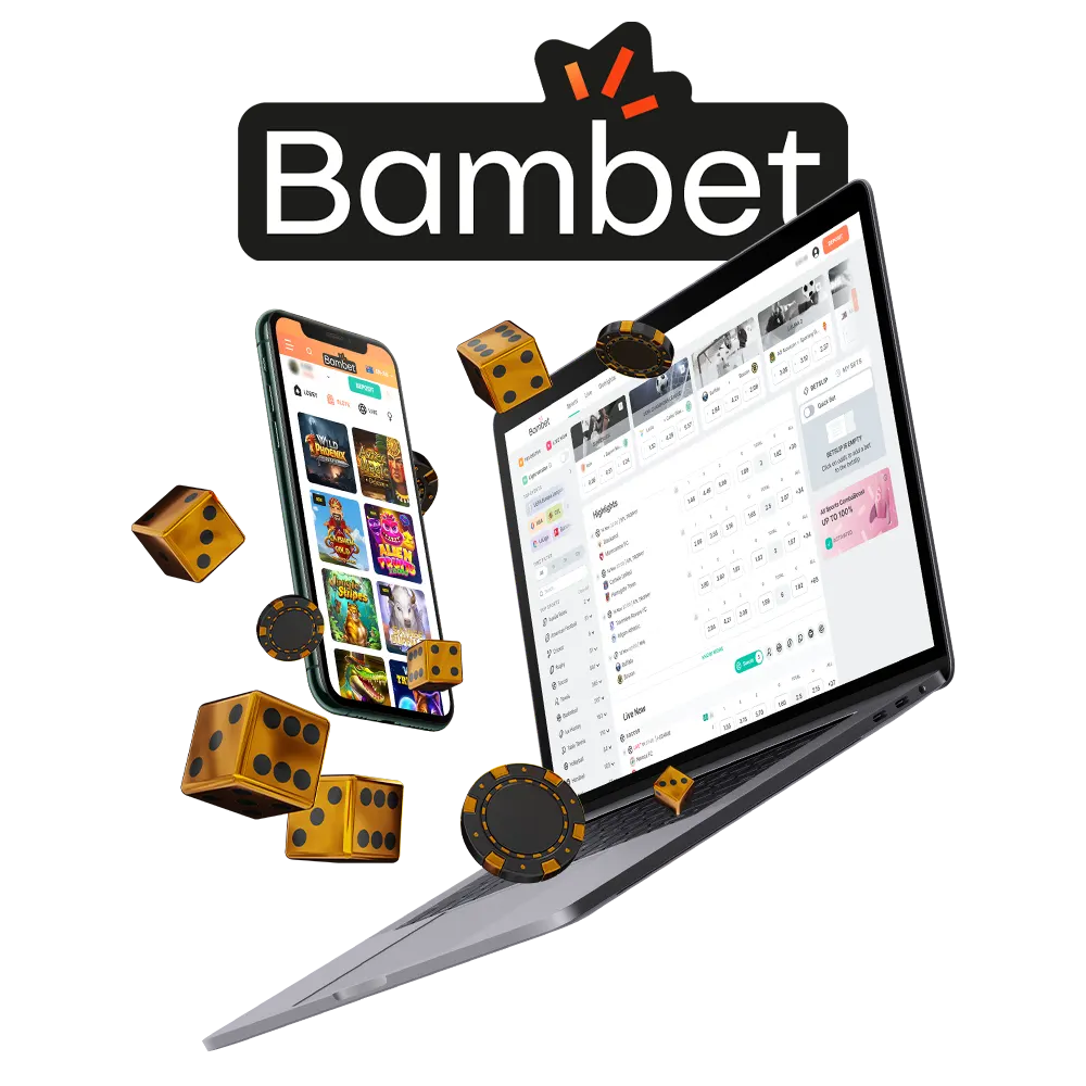 Large selection of games from multiple providers and sports betting on the Bambet website and app.