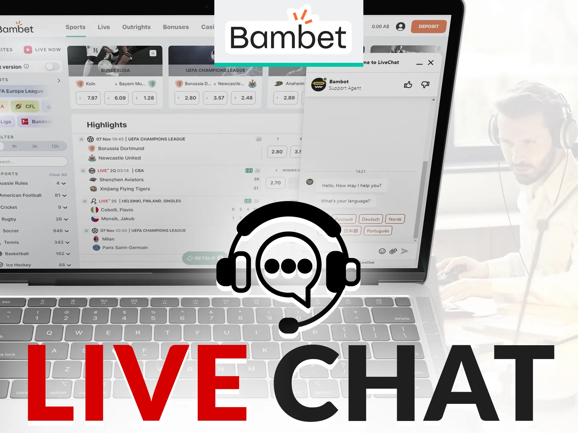 Bambet's support team is available to help via online chat.