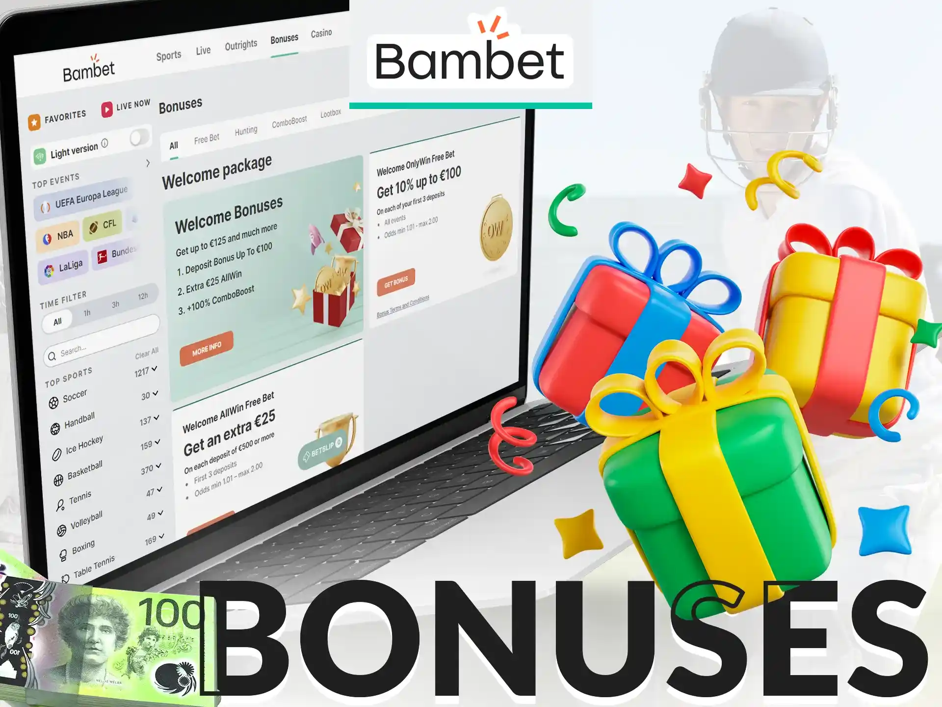 After making a deposit, Bambet offers various bonuses for new and regular players.