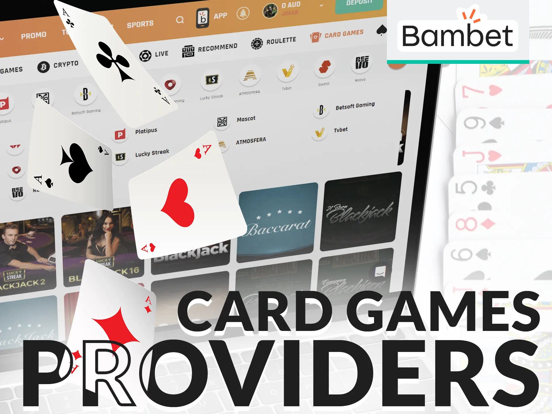 Familiarise yourself with the card game providers of the Bambet website.