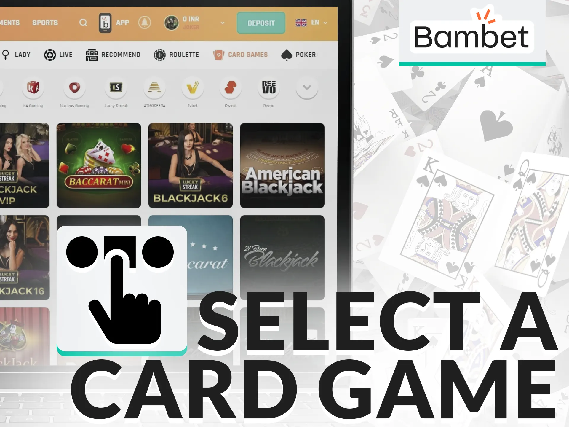 Choose a card game on the Bambet website.