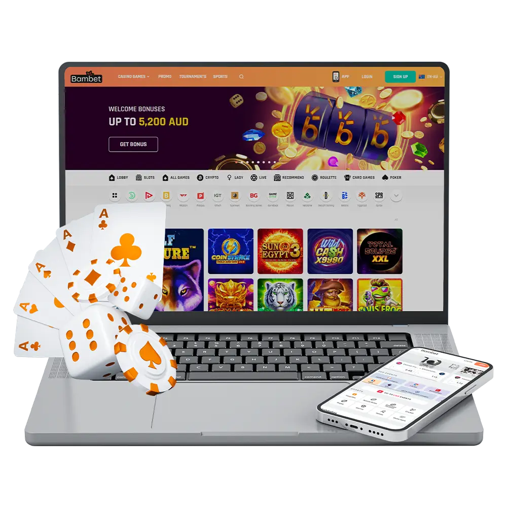 The Bambet Australia site offers sports betting services and hundreds of different casino games.
