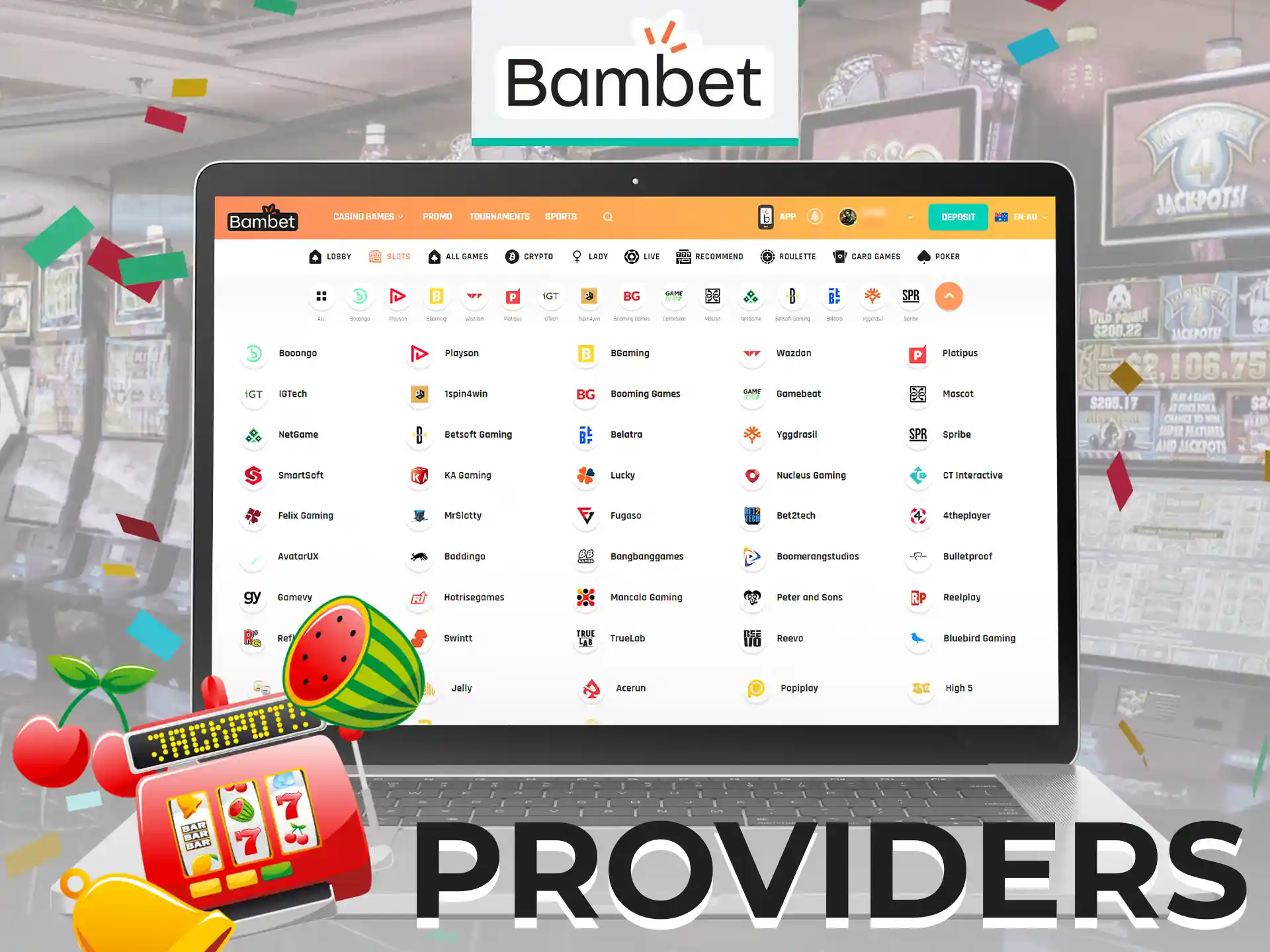 Bambet has a huge selection of casino game providers in Australia.