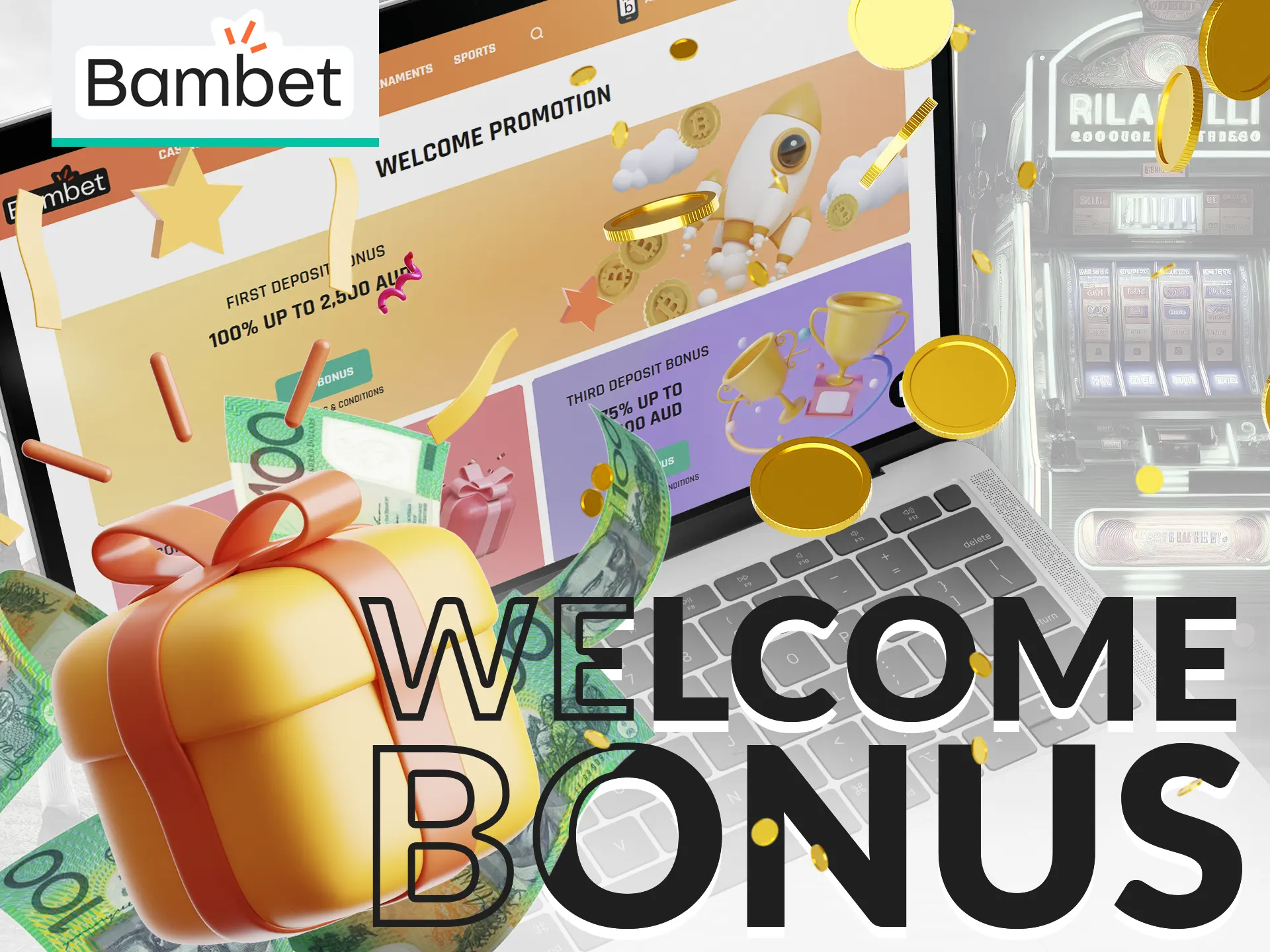 Bambet welcomes with up to $5,200 AUD bonus.